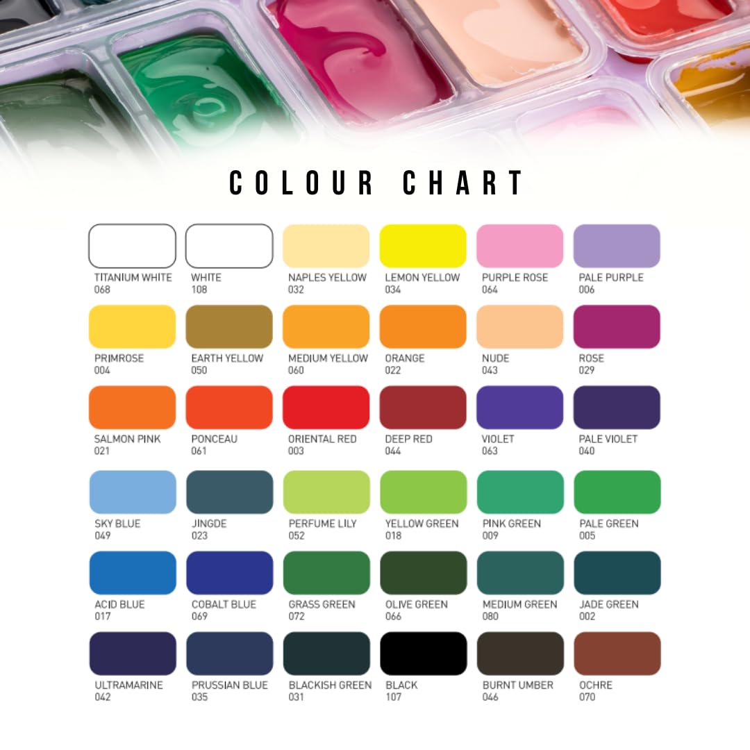 THOOVI - HIMI - Gouache Paint - Twin Cups - 36 Colours - 12g Jelly Cups - Non Toxic Paint for Paper - Canvas and Professionals, Multicolour (Purple Case) 3