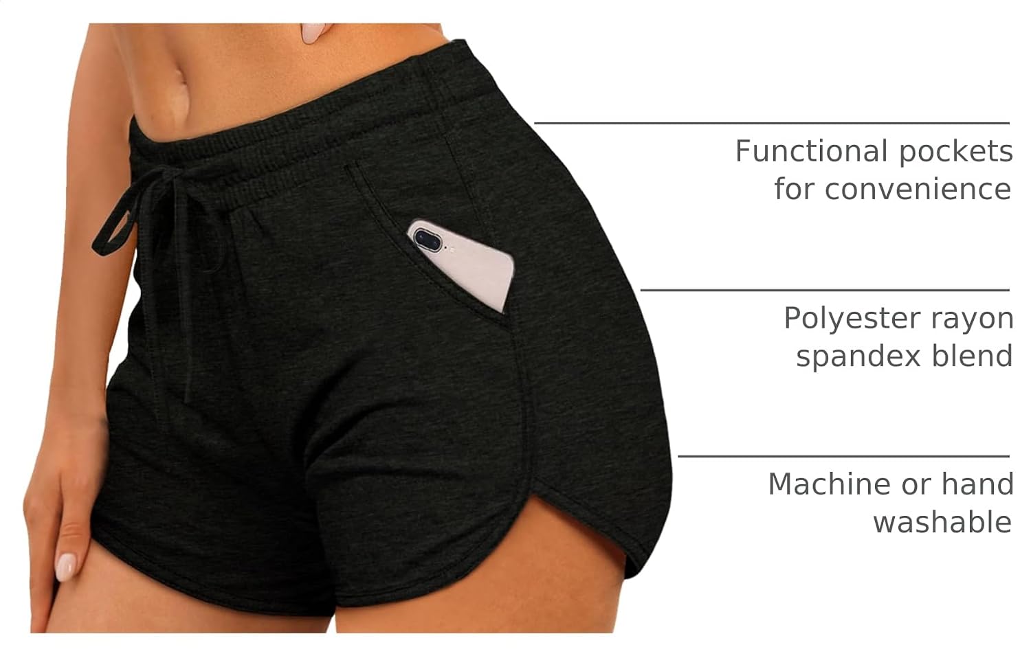 Aloodor Womens Athletic Shorts Running Dolphin Shorts with Pockets and Drawstring image 4