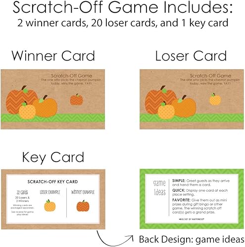 Miniatura 5 de Big Dot of Happiness Pumpkin Patch - Tarjetas rasca para juego de fiesta de otoño, Halloween o Acción de Gracias, 22 unidades
