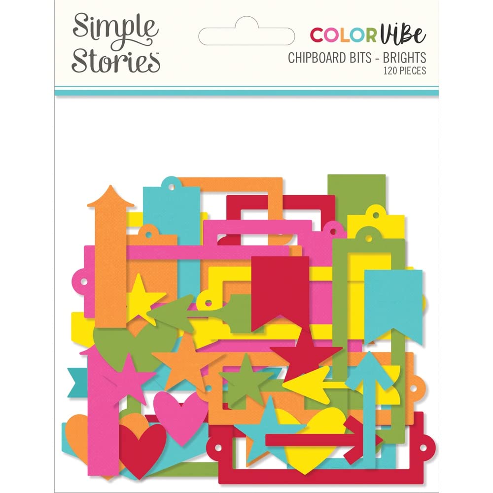 Chipboard Bits & Pieces Color Vibe formes en relief assortiment Brights 120 pièces