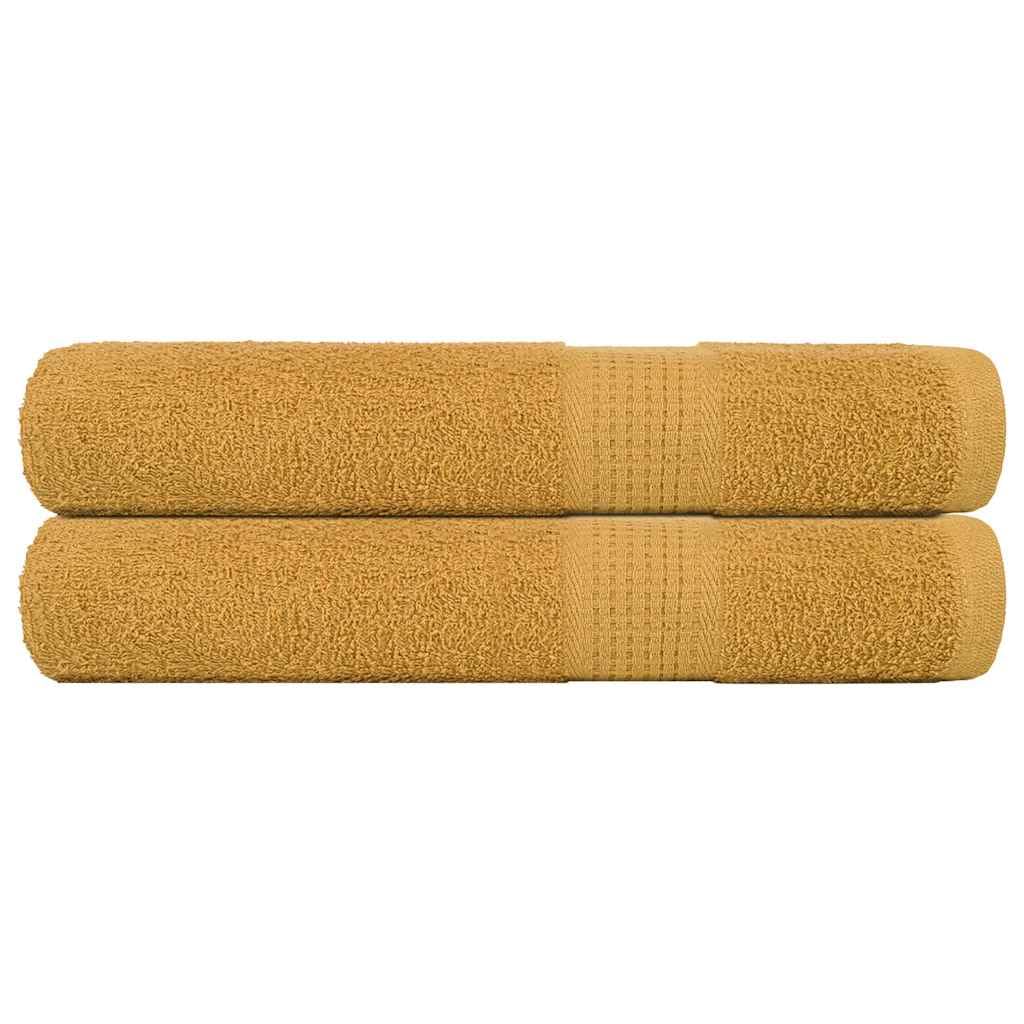 2er Pack Frottier Handtücher FROGN Gold 100 x 200 cm 360 g/m², 100 Prozent Baumwolle, mit Schlaufe, Badetuch Set für Dusche Sauna Strand spa