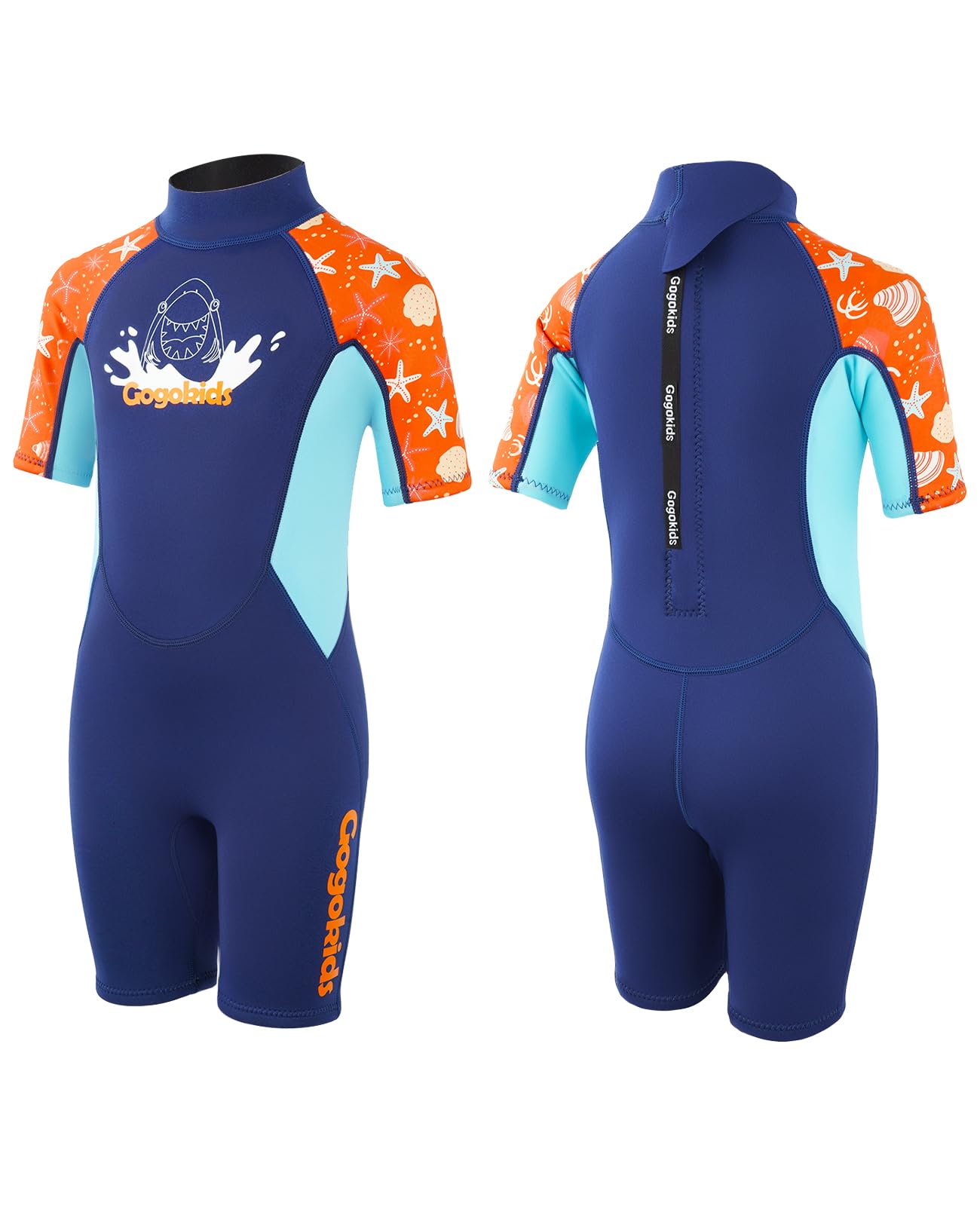 Gogokids Kids Wetsuit, Youth 2.5mm Neoprene Thermal Wet Suits, Short Sleeve Back Zip Sun Protection Swimsuits for Swimming, Diving, Surfing Lessons