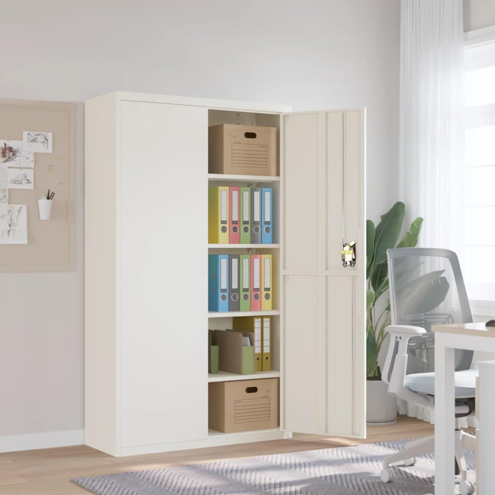 ZEYUAN Armadio Classificatore Bianco 105x40x180 cm in Acciaio,Armadi Archivio,Armadio Classificatore,Armadi da Ufficio,Schedario da Ufficio(SPU:339768)
