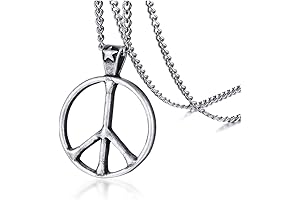 Stainless Steel Classic Peace Sign Love Hippie Pendant Necklace