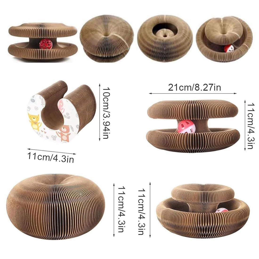 Balle pour chat, griffoir flexible pour chat avec clochette, jouet magique pour chat, jouet pliable avec balles, exercice physique mental interactif pour animaux de compagnie (2 pièces)