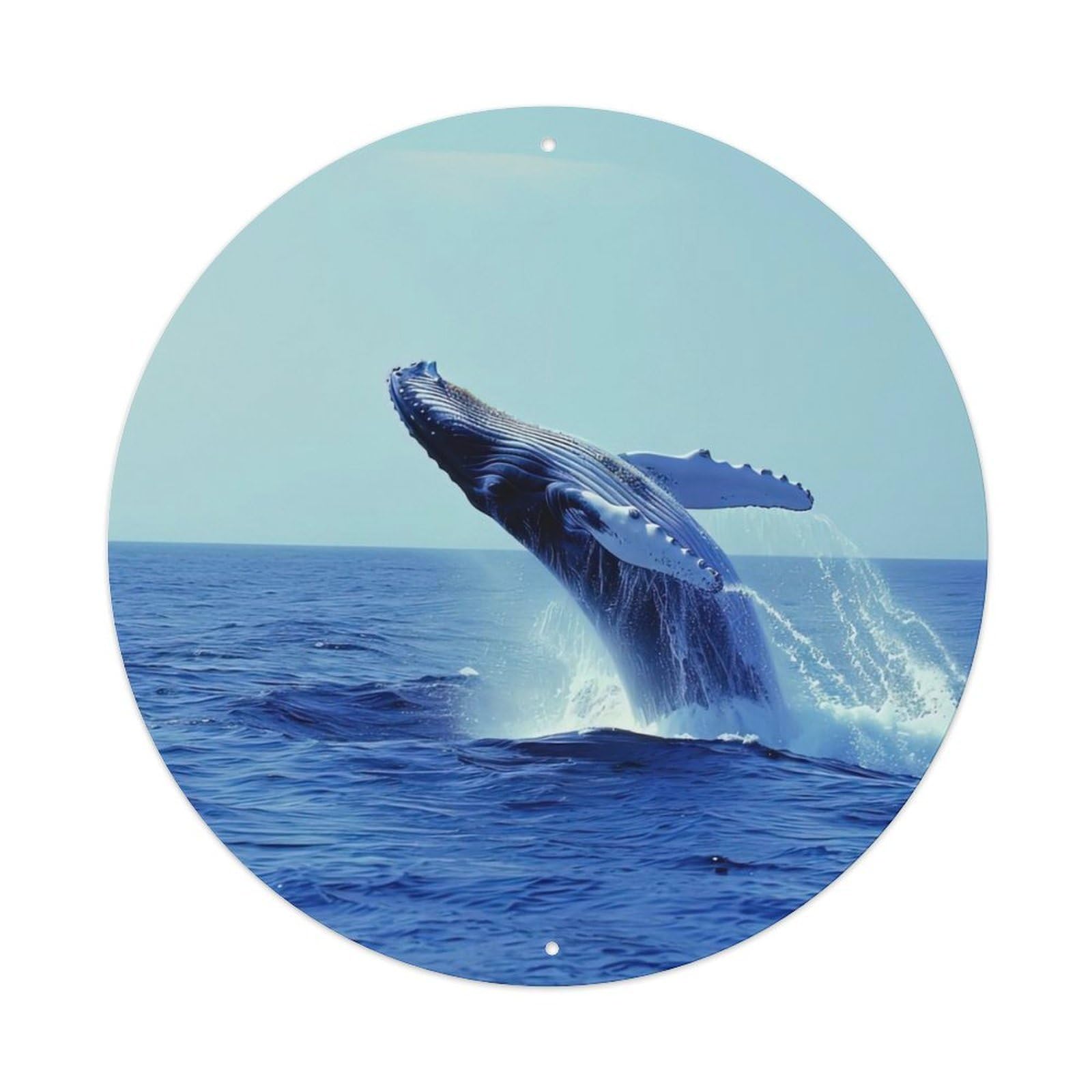 Animal Artwork Humpback Whales at Sea Vintage Metal Tin Sign Plaque Wall Decor for Cafe, Club Bar, Office, Garden Metal Poster 8x8Inch