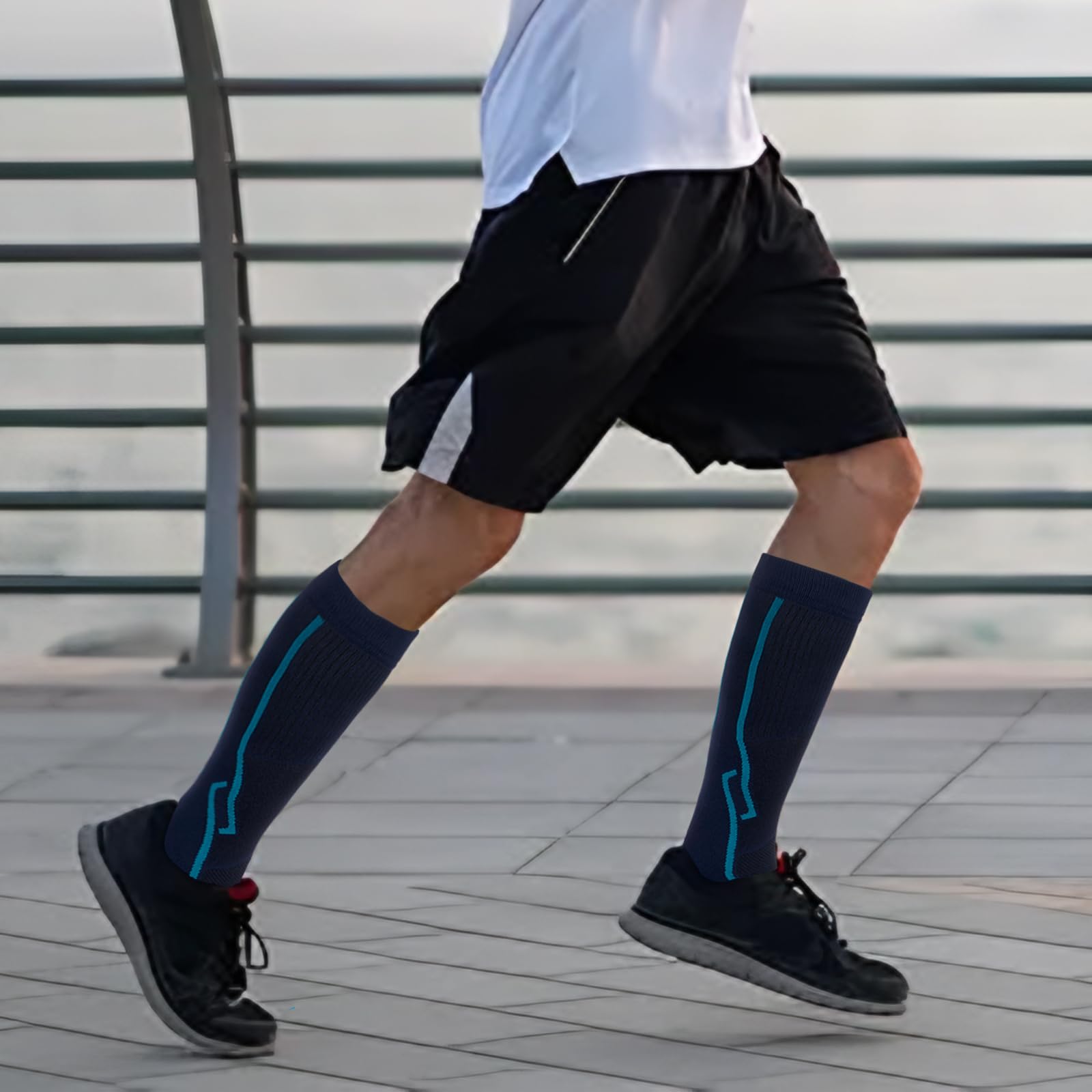 1 Par de Calcetines de Compresión, Calcetines Deportivos Hasta la Rodilla, Medias de Compresión Graduada de Ajuste Atlético para Correr Ciclismo Viajar Vuelo Enfermeras Embarazo