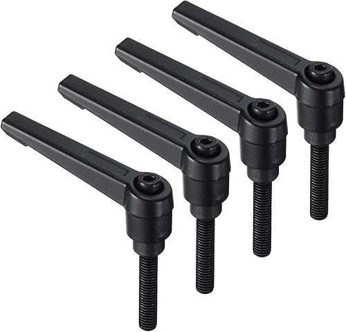 Miniatura 46 de uxcell 4 manijas de palanca de sujeción, perno macho roscado de acero al carbono de óxido negro M8 x 0.59 pulgadas, asas ajustables de bloqueo