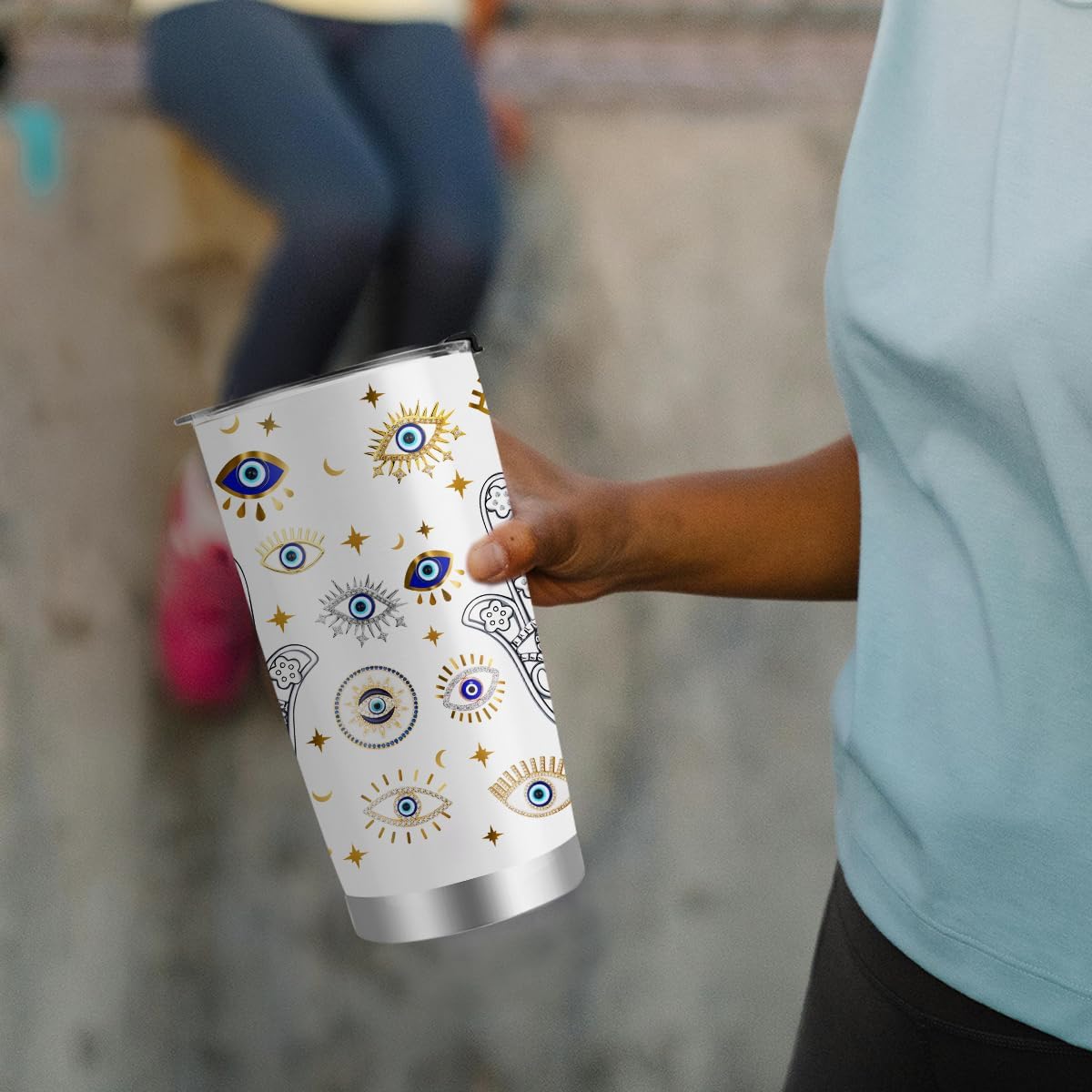 Evil Eye Gifts, Evil Eye Tumbler with Lid 20 Oz, Hamsa Hand Stainless Steel Coffee Mug, Birthday Mothers Day Gifts For Women - Image 7
