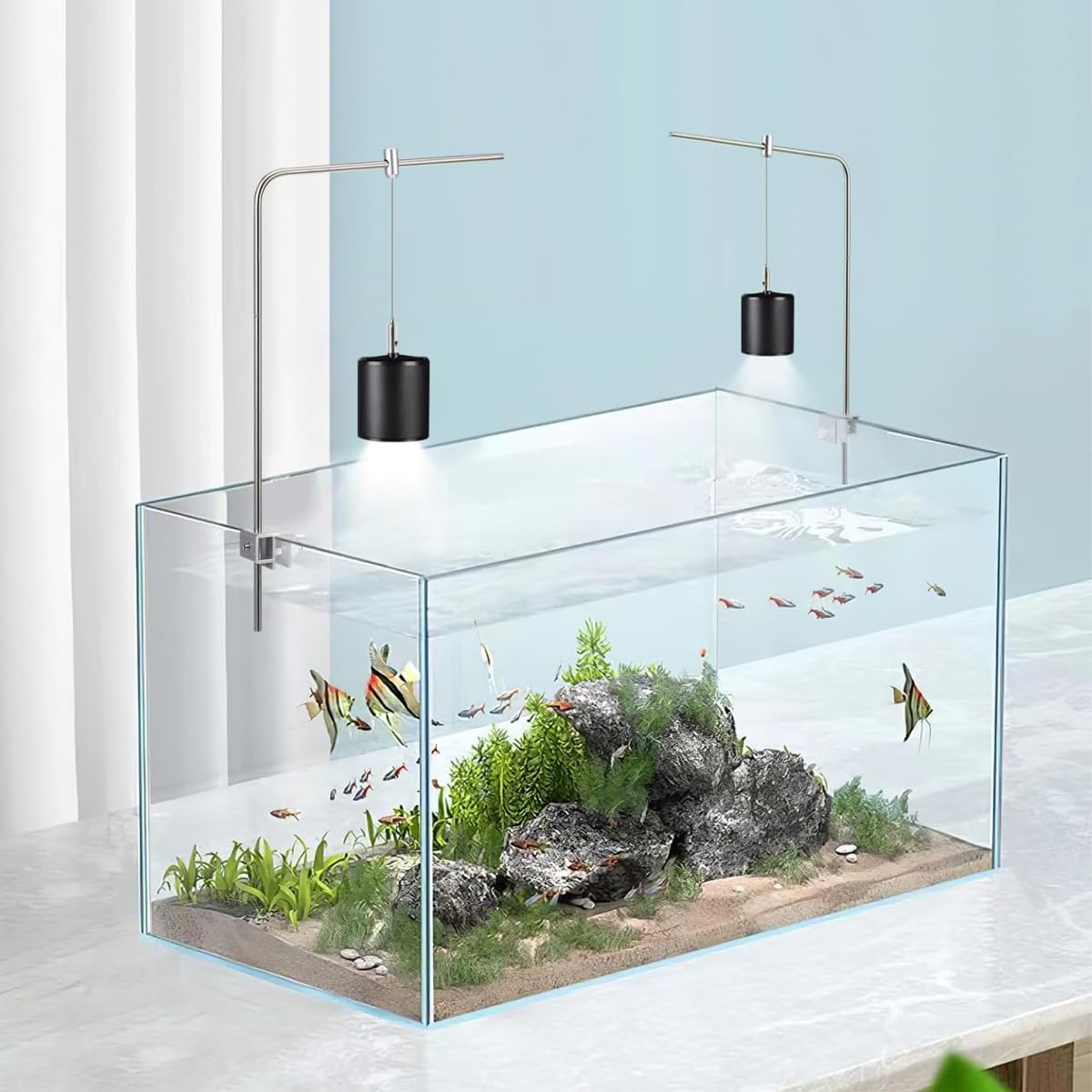 Soporte colgante de luz de acuario de aleación de aluminio plateado para accesorios de iluminación de peceras