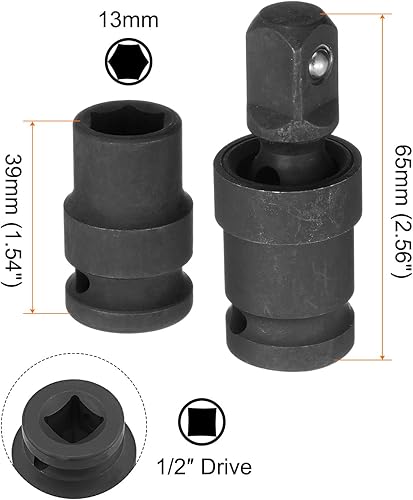 Miniatura 2 de HARFINGTON Zócalo poco profundo de impacto de 0.551 in de acero CR-MO con adaptador de enchufe giratorio universal de 360 grados