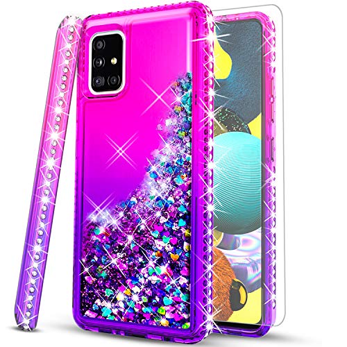 Samsung S20 FE 5G Case, Samsung Galaxy S20 FE 5G, [Not Fit S20/S20 Ultra/S20 Plus] With [Tempered Glass Protector Included] STARSHOP Liquid Floating Glitter Quicksand Spot Diamond Cover - Pink/Purple