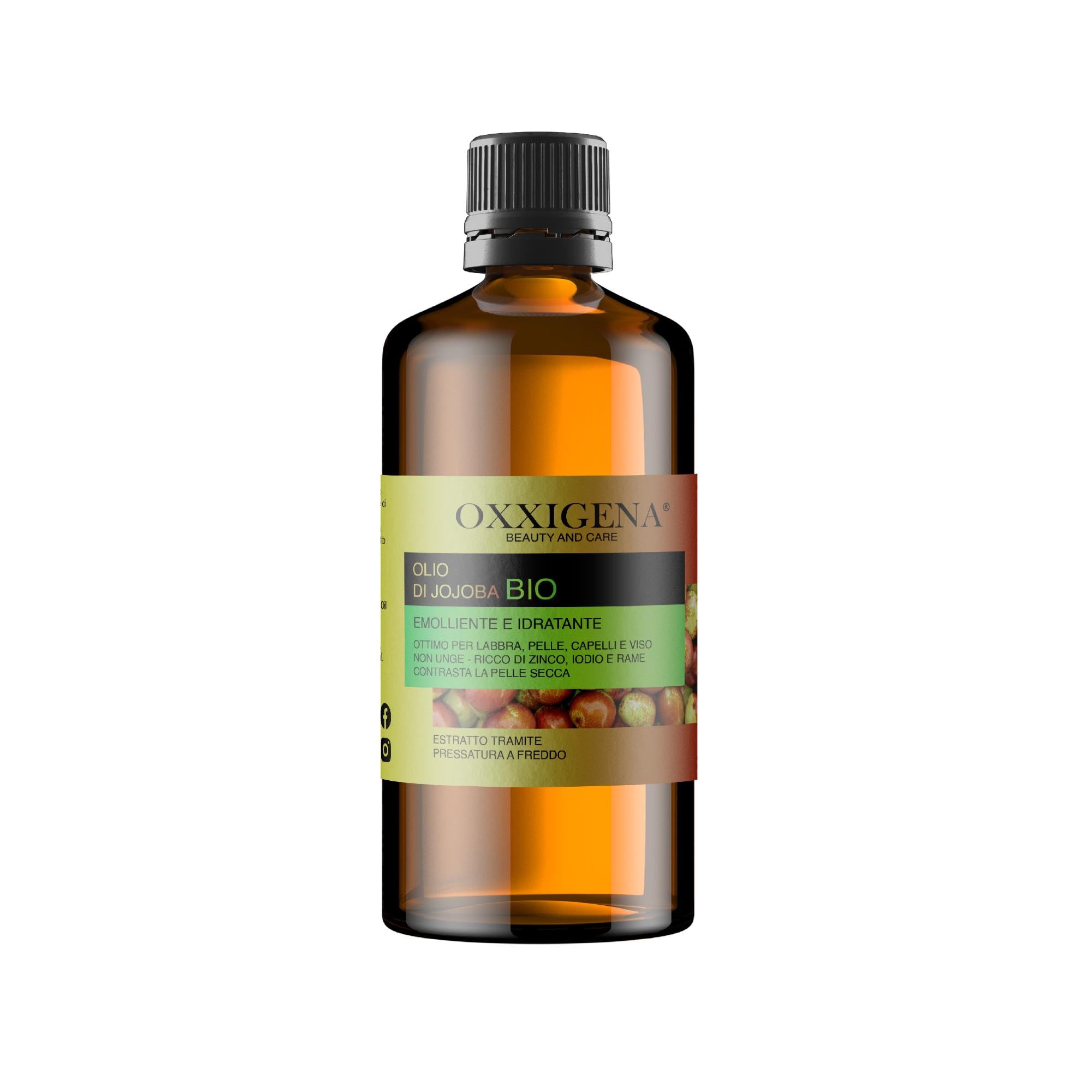 Oxxigena - Aceite de Jojoba BIO 100% Puro, Paquete de 250 ml, Prensado en Frío, Hidrata y Nutre Profundamente la Piel, Da Brillo al Cabello, Vegano y Sin OGM