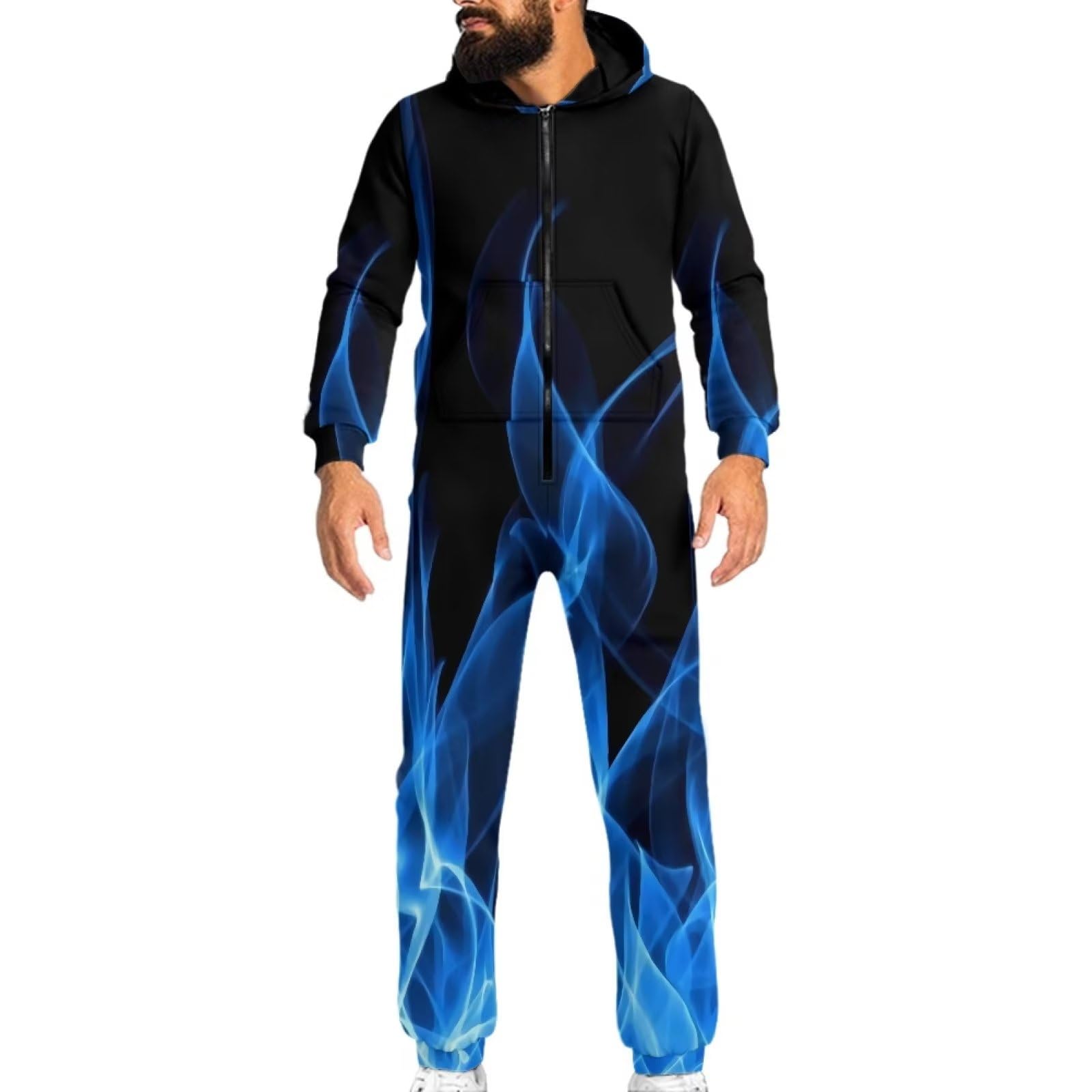 Mono unisex con capucha de manga larga con cremallera y cremallera