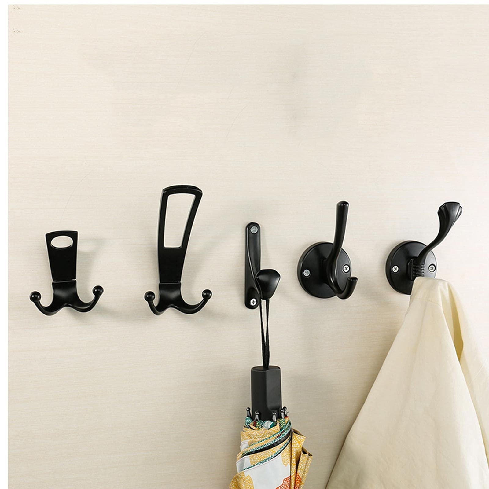 Kleiderhaken 8 Packung Wandmontierte Metallmantelhaken montierte Haken mit Schrauben Utility Haken for Mantel, Schal, Tasche, Handtuch, Schlüssel, Kappe, Tasse, Hut (schwarz) Wandhaken Wandgarderobe (
