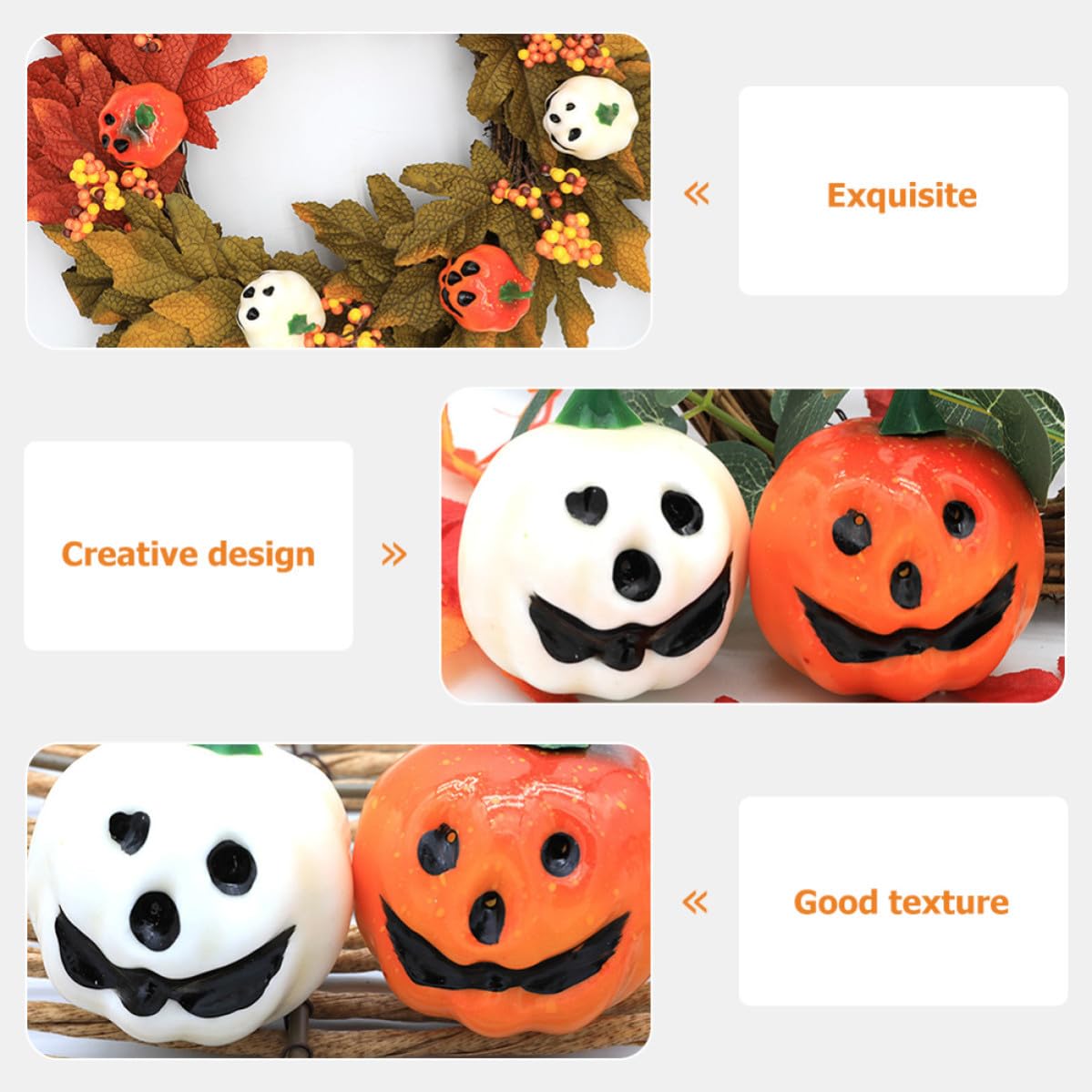 SOLUSTRE 48 Pezzi Mini Zucca Artificiale Gialla in Schiuma per Decorazioni di Halloween, Design Realistico a Forma di Zucca, per Feste e Arredamento Cucina