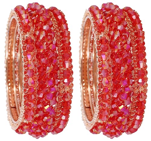Image of NMII Stylish Pearls Alloy Metal Kada Bangles Set For Women and Girls | Fancy Metal Bangles | Trendy Design Bangles For Girls | Wedding, Party, Shadi Fashion Jewellery-Set of 6 Bangles