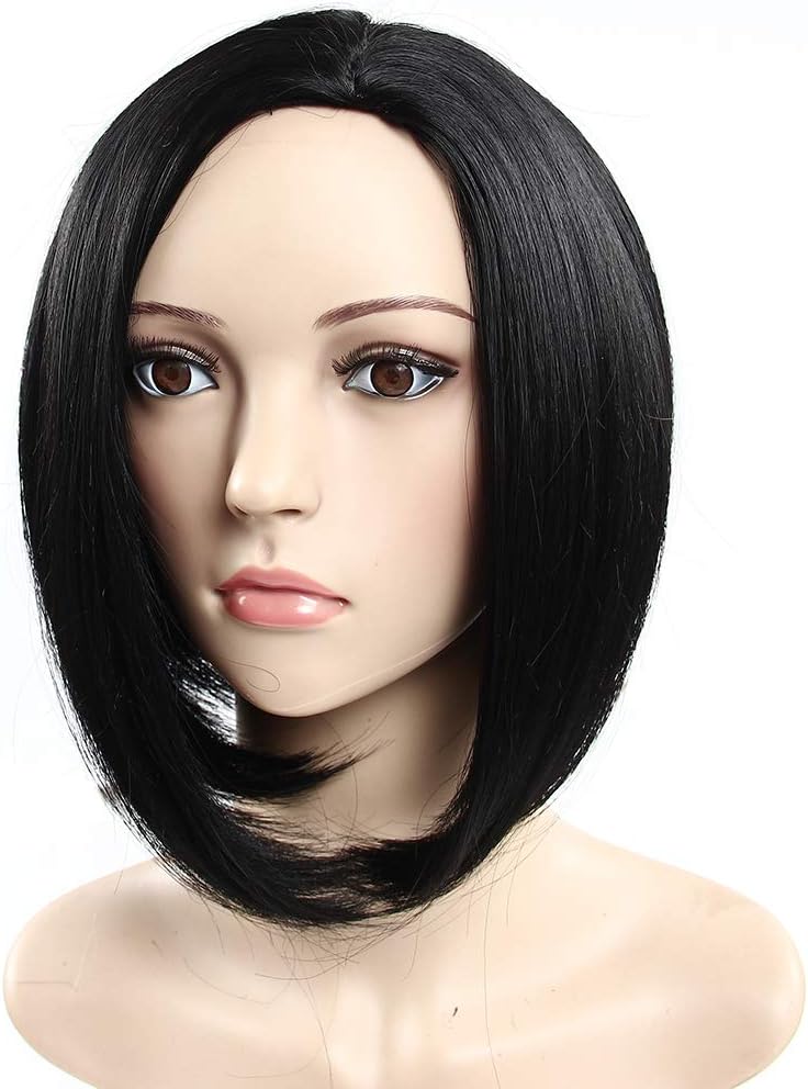 Secretgirl Short Straight Hair Bob Wigs Cosplay Party Wig for Women Black Heat Resistant Wig (#1)