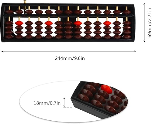 Vista 32 de Larcele Abaco de conteo aritmético de cuentas con botón de reinicio, columna SP-02 13 (azul 1)