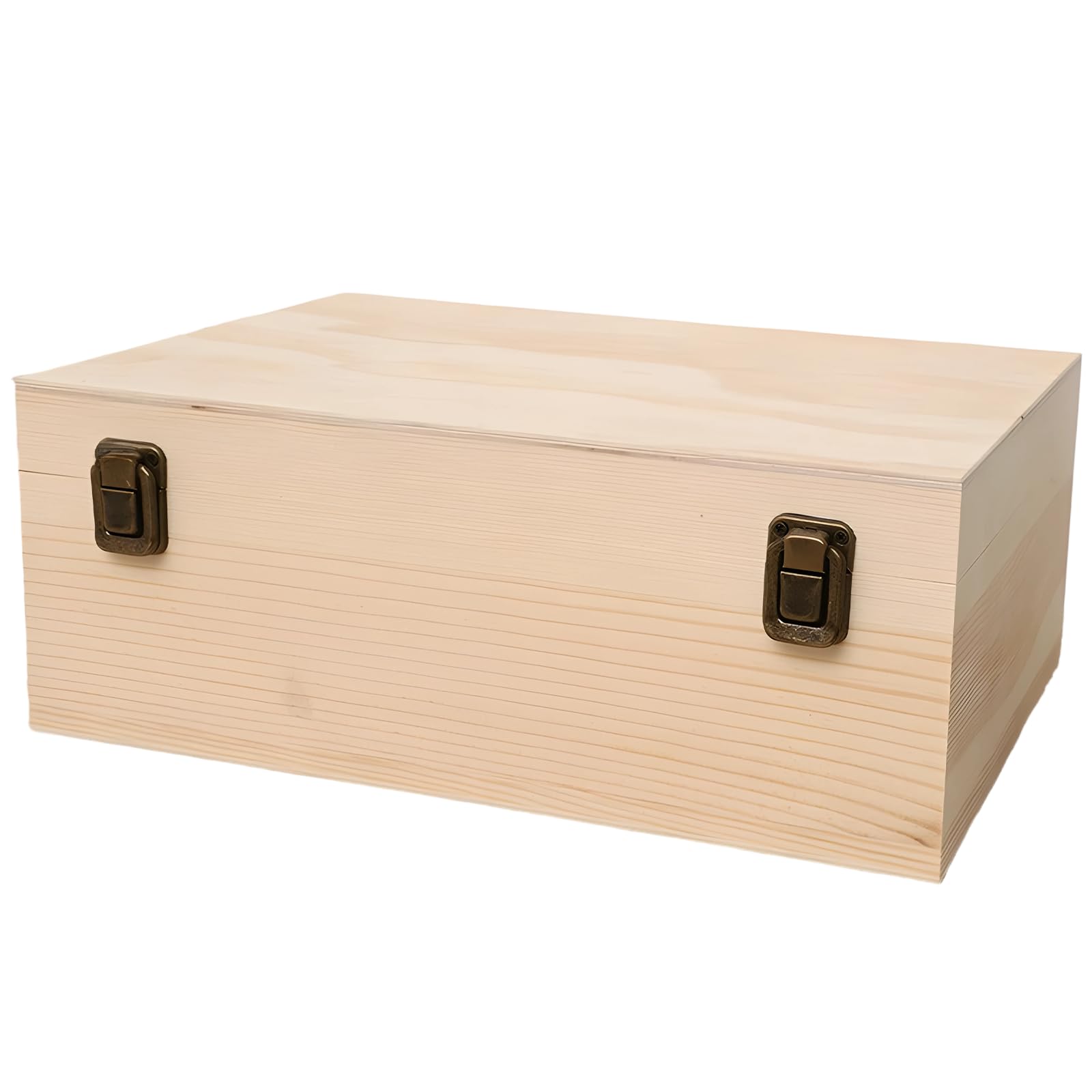Scatola in legno grezzo con coperchio incernierato, grande scatola dei ricordi in legno, 12.2 x 8.7 x 4.7 in / 31 x 22 x 12 cm, scatola dei ricordi per artigianato, arte, hobby, conservazione