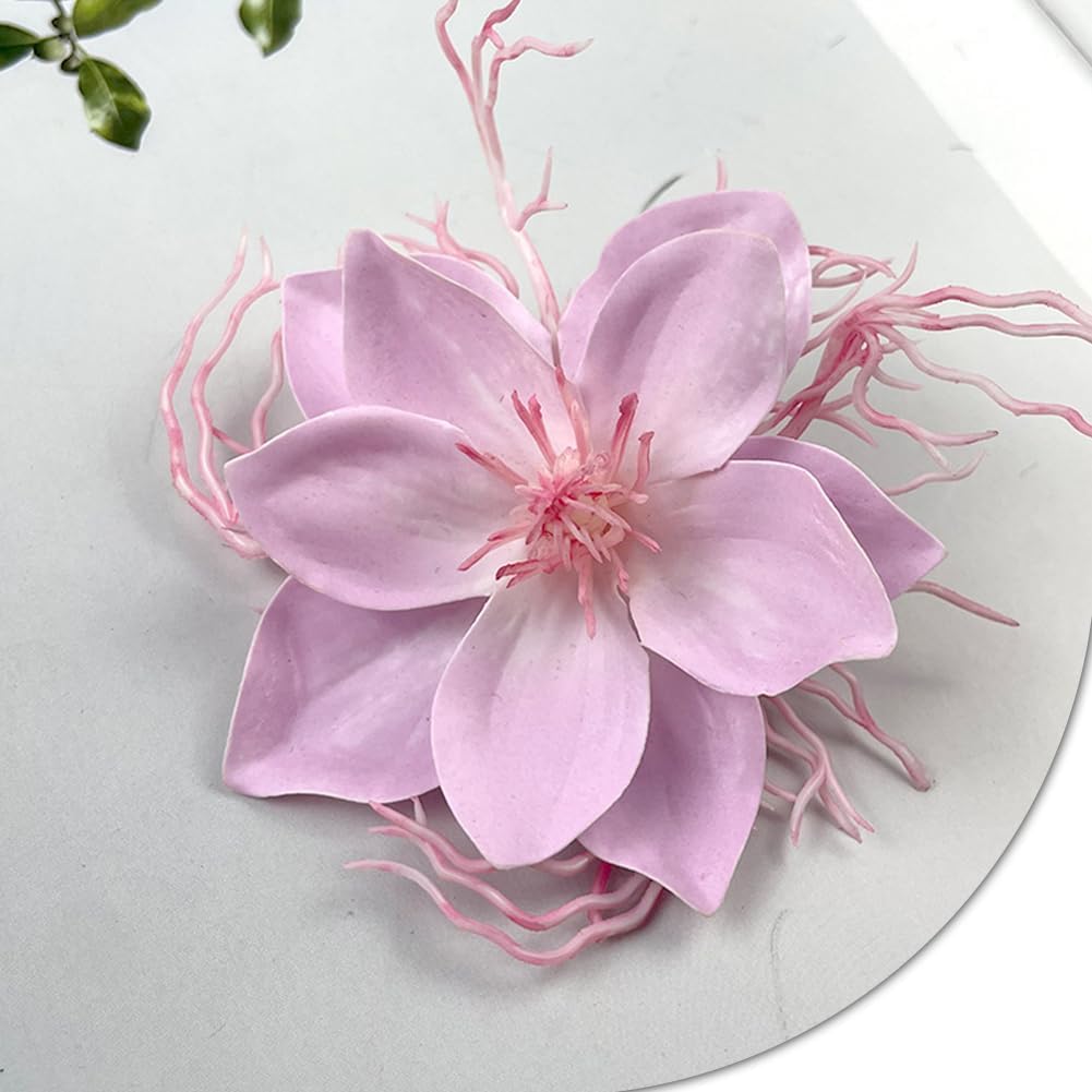 60 Pcs Artificial Flower Stemless,3.15 inch Fake Flower Heads for Wedding Decor,Mangnolia Silk Flower Heads for DIY Wall Home Office Party Decoration,Light Purple