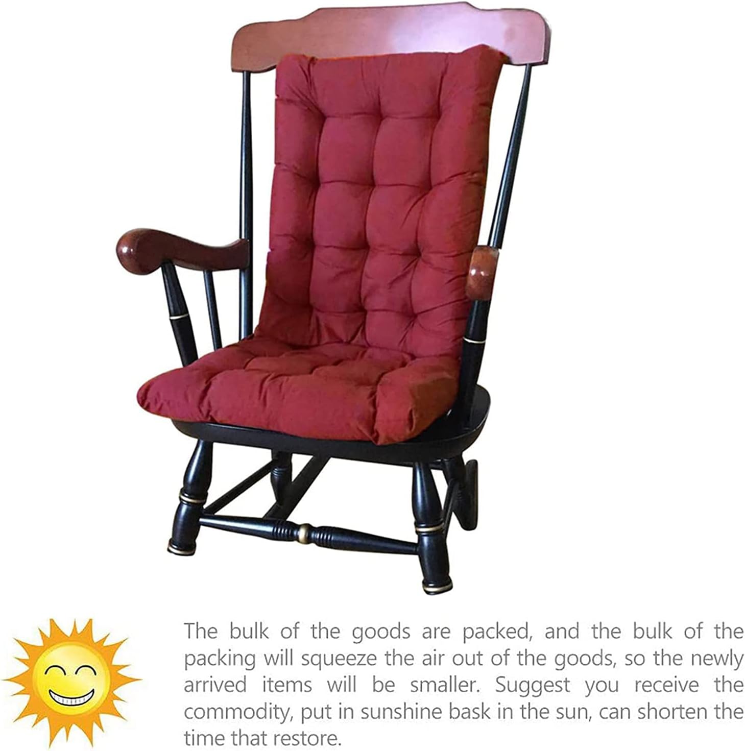 High Back Patio Chair Cushions Outdoor, Rocking Set with Ties, Thickened Chaise Lounger Swing Bench Cushion Loveseat Recliner Pads Mat Garden (Without Chair) (RED)