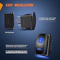 Vista 8 de Nilight Interruptor basculante de barra de luz LED, interruptor basculante estéreo, interruptor de encendido/apagado láser de 5 pines, 20A/12V, Azul