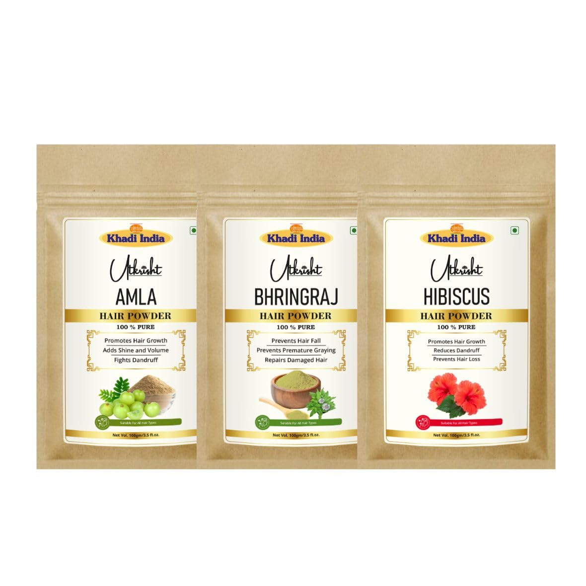 Khadi Amla, Bhringraj and Hibiscus Hair Growth Powder Combo | 100% Natural Ayurvedic Hair Care | Strengthening & Deep Nourishment-picture-54