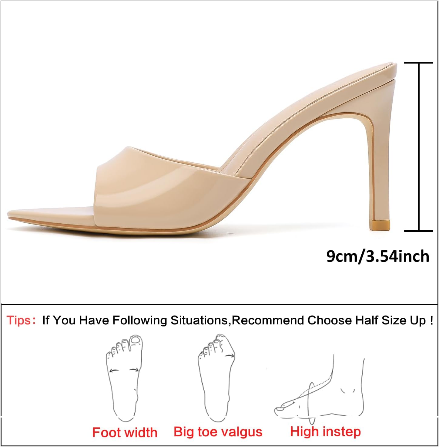 Susanny Women's Sandals Heels Mule High Heels Pointed Open Toe Sandals Sexy Slip on Heeled Summer Casual Wedding Prom Party Comfortable Dressy Shoes - Image 4