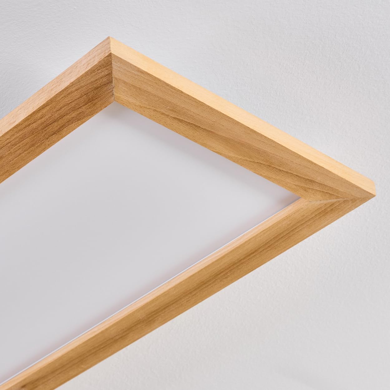 HOFSTEIN LED Deckenpanel Belan, dimmbare Deckenleuchte aus Metall/Holz/Kunststoff in Weiß/Natur, 37W, 3900L, 2700-6500 K, CCT einstellbar, Smart Home/App/Fernbedienung, Wohnzimmer, Schlafzimmer, Küche