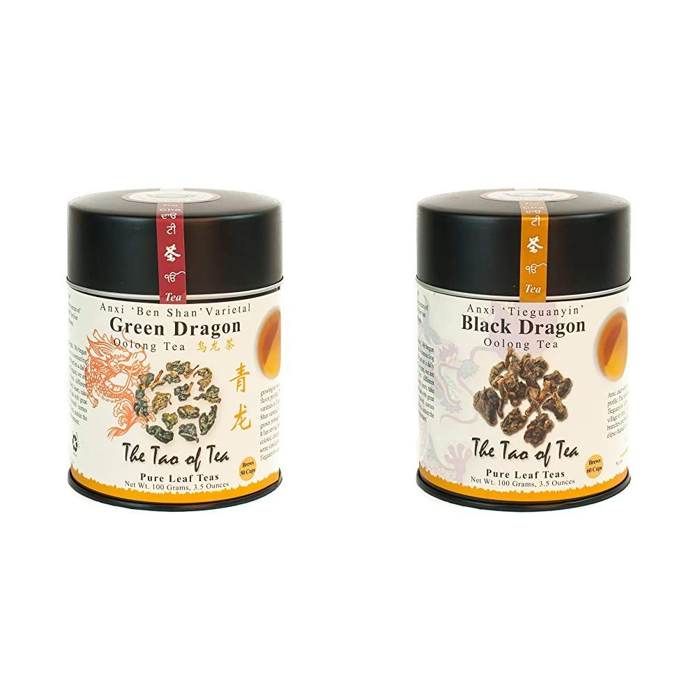 The Tao of Tea Green Dragon and Black Dragon Oolong Tea Bundle (3.5 Ounce Tins)