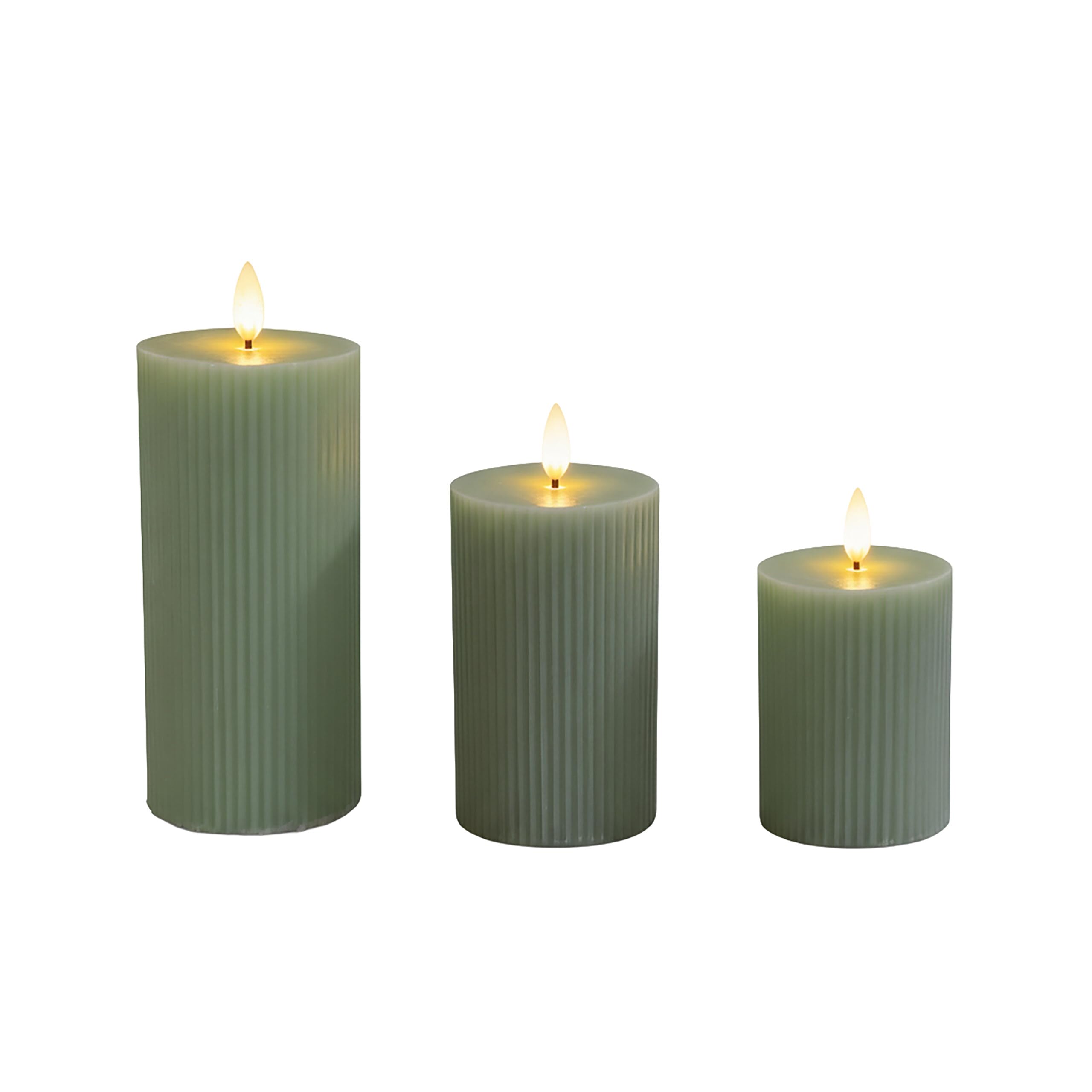 Velas de pilar acanaladas para decorar cenas románticas y salones modernos juego de 2