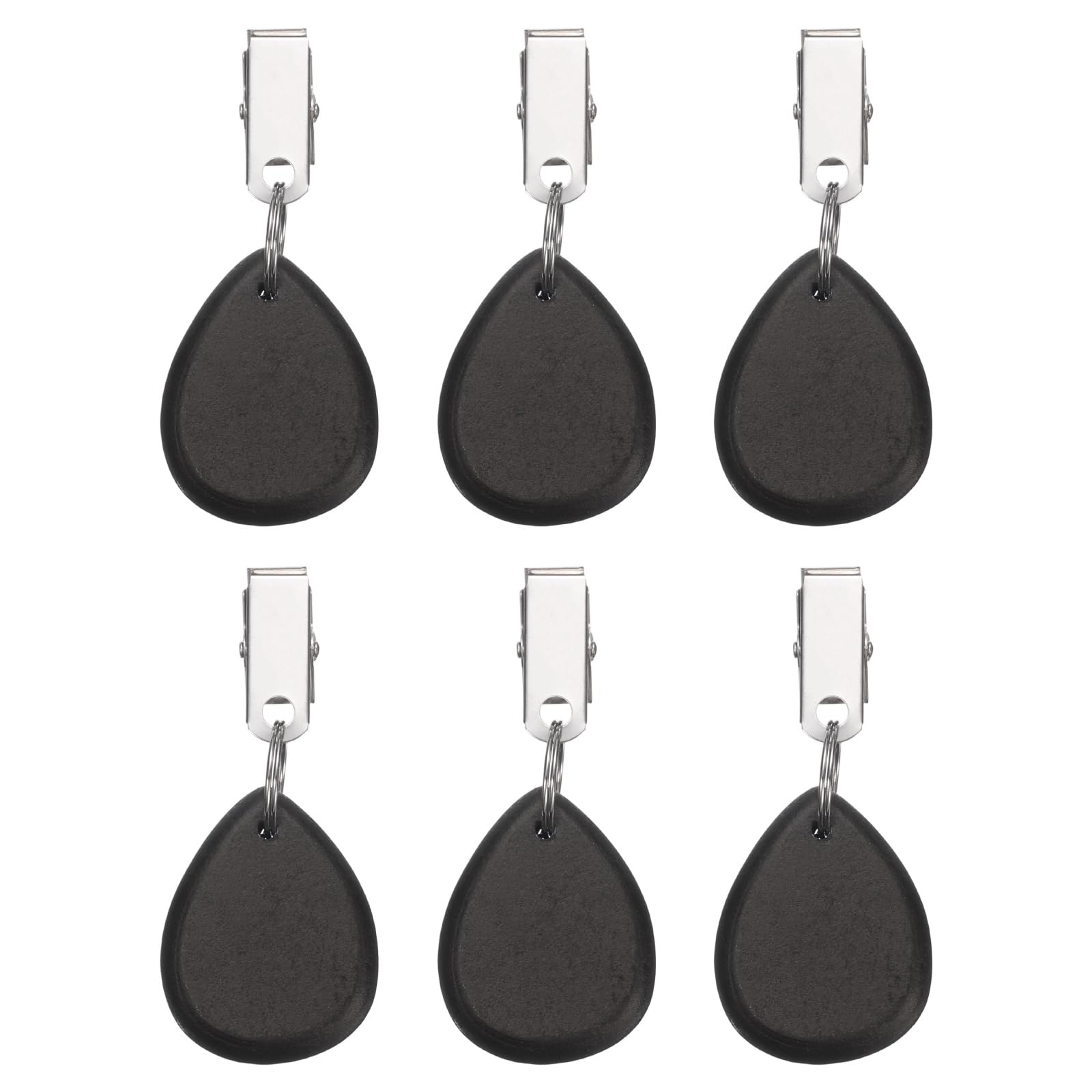 sourcing map 6Pcs Tablecloth Weights, Marble Table Cover Weights with Metal Clips, Teardrop Shape Stone Tablecloth Pendant 4.5 x 3.5cm for Outdoor Party Picnic Garden Table Decoration, Black