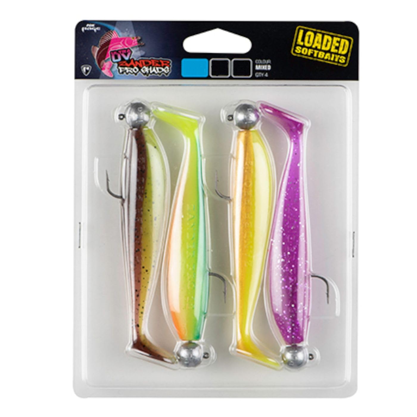 Fox Rage Ultra UV Zander Pro Shad Loaded Lure Pack - 12cm | 12g | 4/0