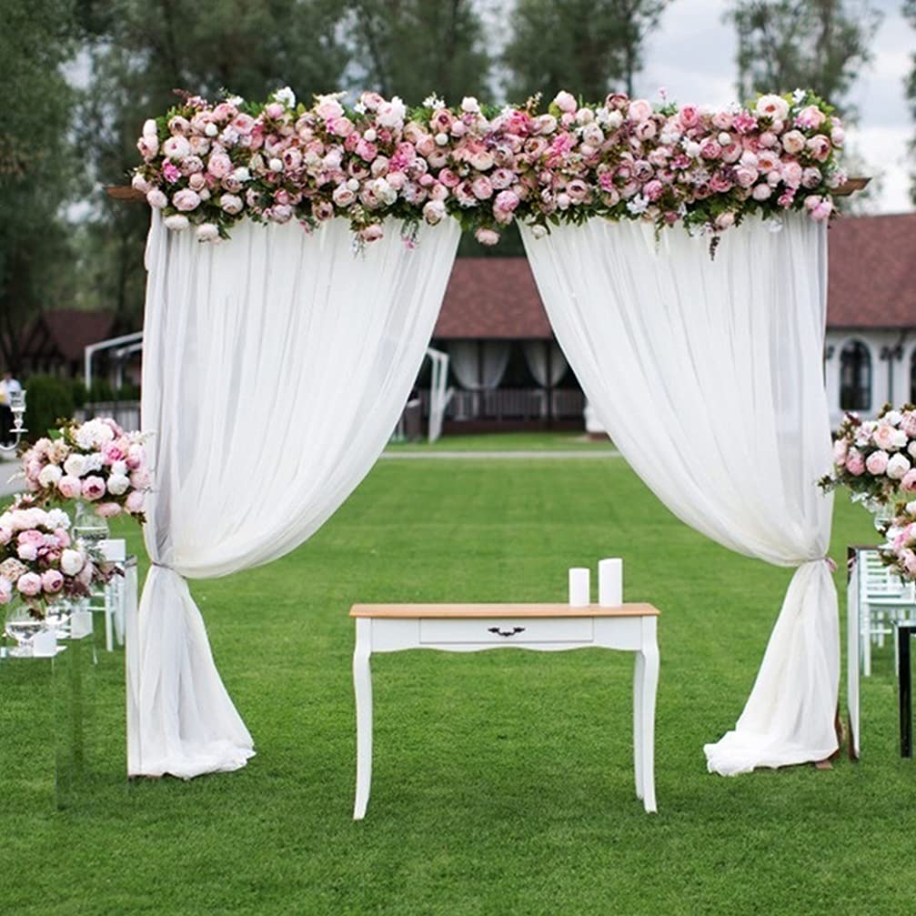 VALICLUD 2 Stück Chiffon Hochzeitsvorhänge Weiß für Hochzeitsdeko | Chiffon, Glatte Oberfläche, Unempfindlich gegen Falten, für Produkt und Professionelle Fotografie