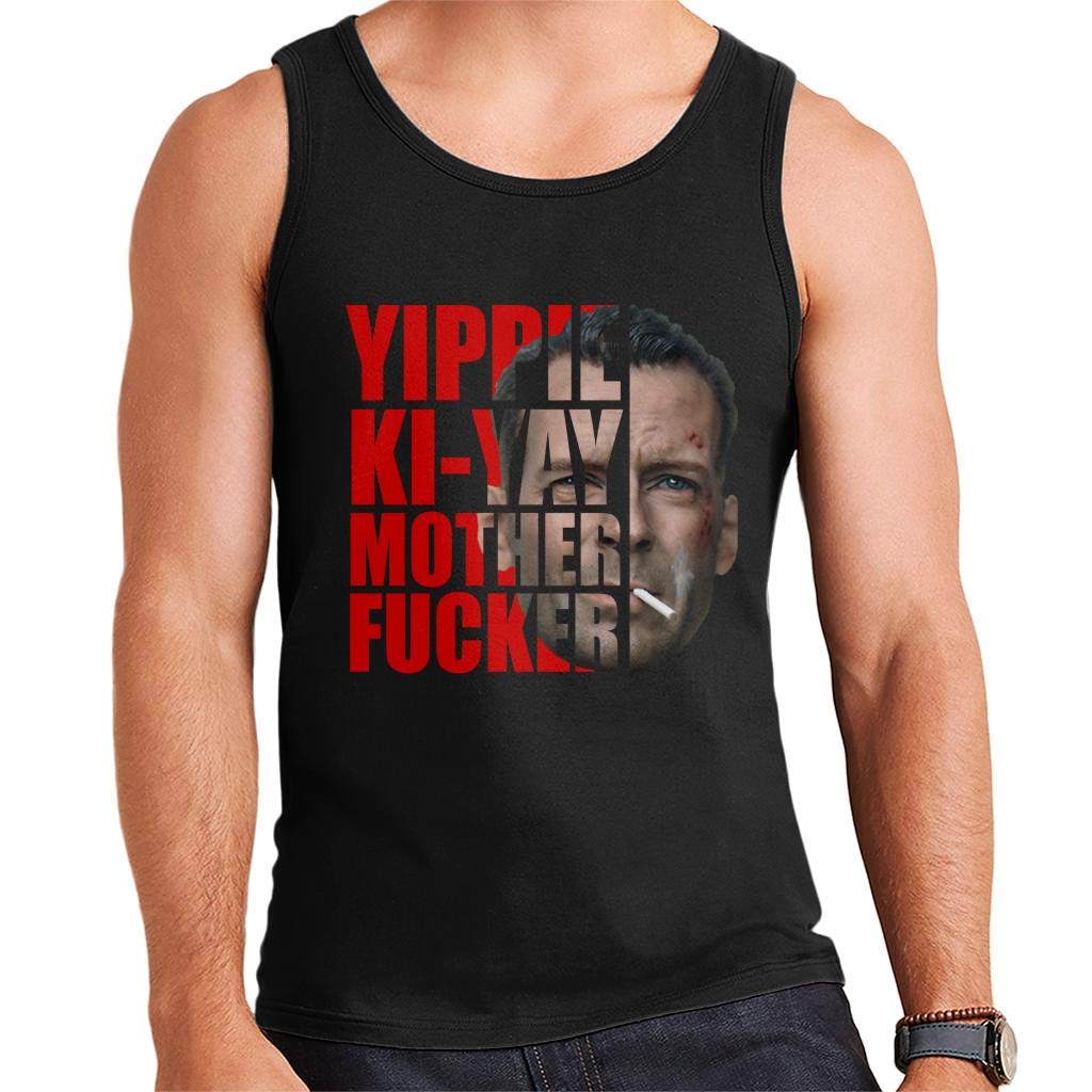Cloud City 7 Men's Black Die Hard John Mcclane Half Head Text Vest