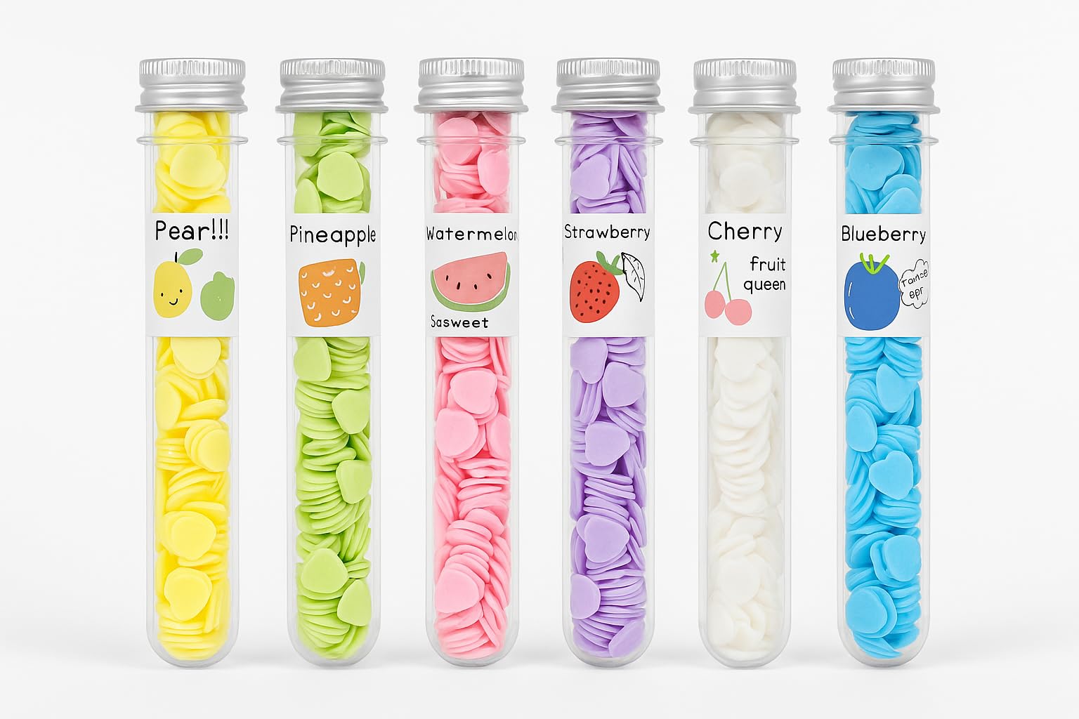 6-in-1 Fruit Paper Soap Set – Pear, Pineapple, Watermelon, Strawberry, Cherry & Blueberry | Heart-Shaped Travel Soap Strips in Test Tube Jars | Portable, Fragrant & Disposable Hand Wash-image-28