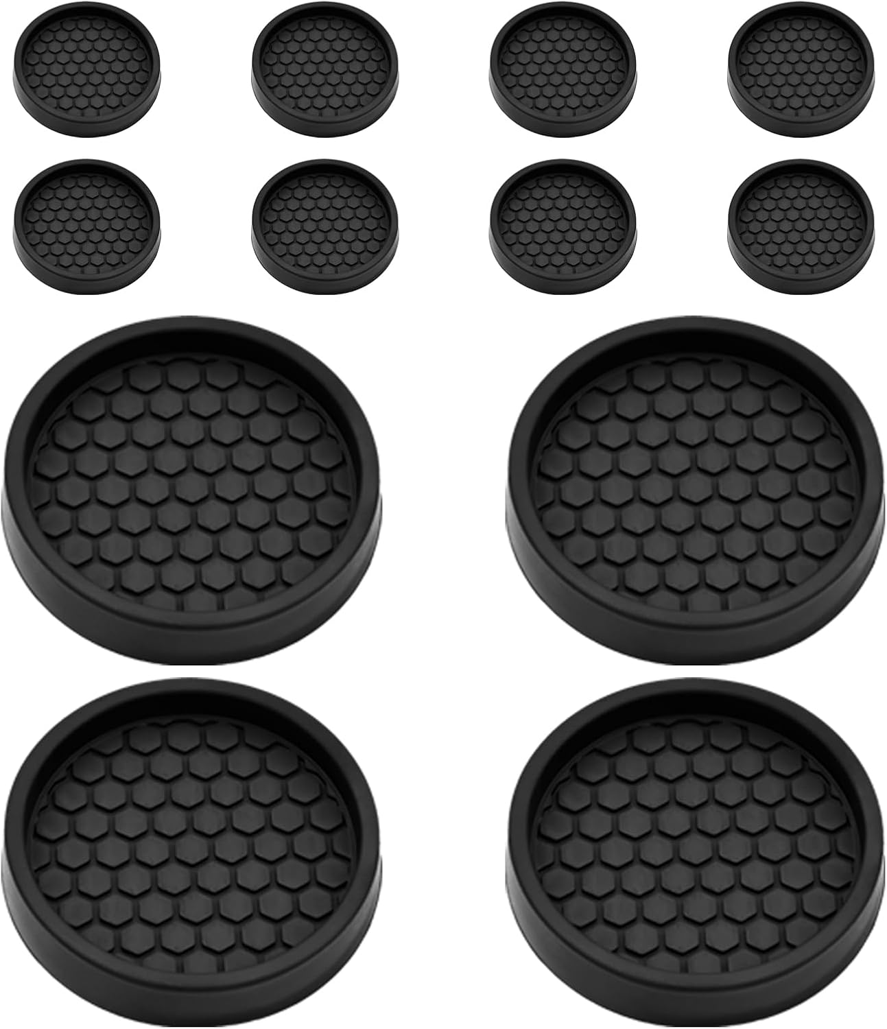 12PCS Non Slip Furniture Pads, 2”Anti Skid Caster Cups for Hardwood Floors, Round Furniture Coasters, Anti Slide Furniture Cup for Beds, Sofas, Chairs, Desks (Black)