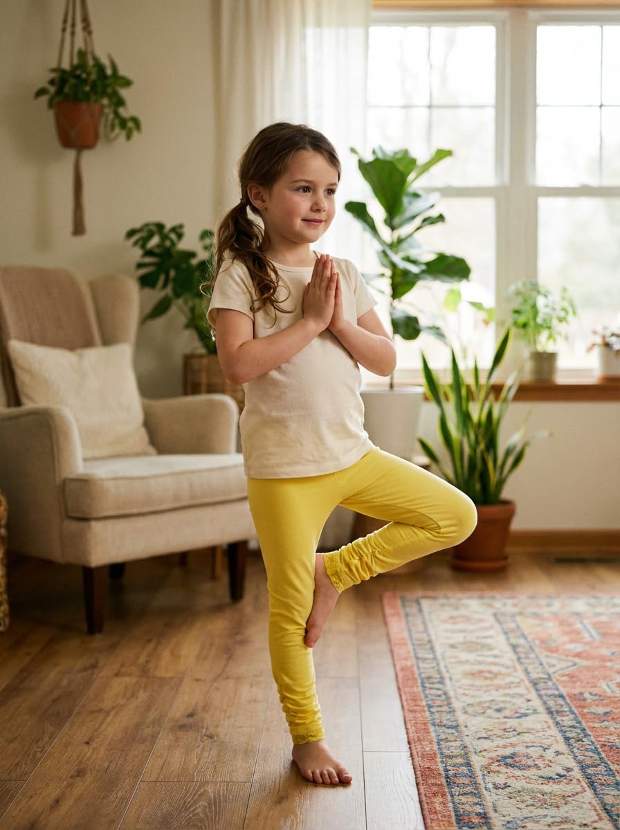 Bienzoe Niña Uniforme Escolar Tejer Algodón Tramo 3 Leggings Paquete