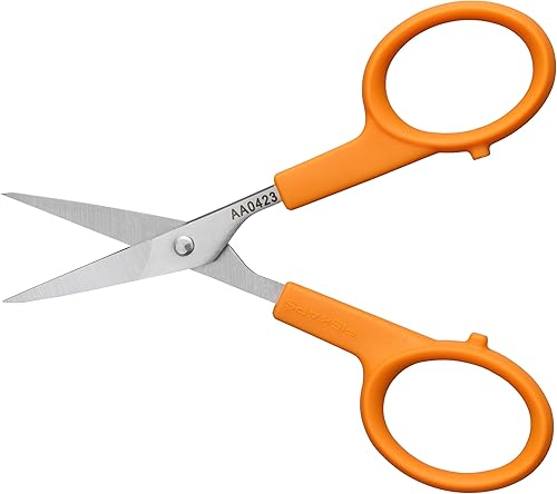 Miniatura 8 de Fiskars Tijeras rectas con mango naranja, cuchillas de acero inoxidable, mango ambidiestro de doble bucle