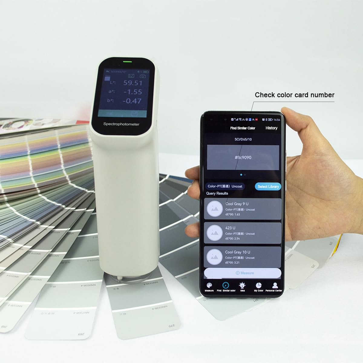 Hochpräzises Farbmessgerät VK10,30+ Parameter, Touchscreen-Steuerung, mit APP und PC-Software,Farbstärke – speziell für Kunststoff- und Textilfarben