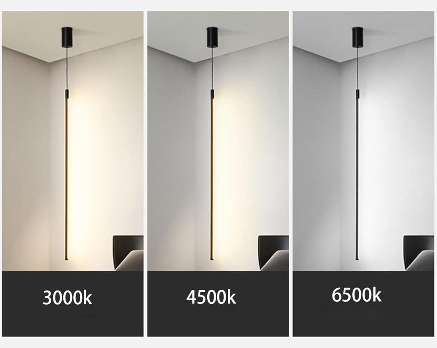 Pendelleuchte Metall, Warmweiß für Wohnzimmer, Schwarz, 120cm | Warmweißes Licht (2700K) für Gemütlichkeit. Höhenverstellbar. Moderner Zylinder für Kücheninsel, Esstisch, Schlafzimmer