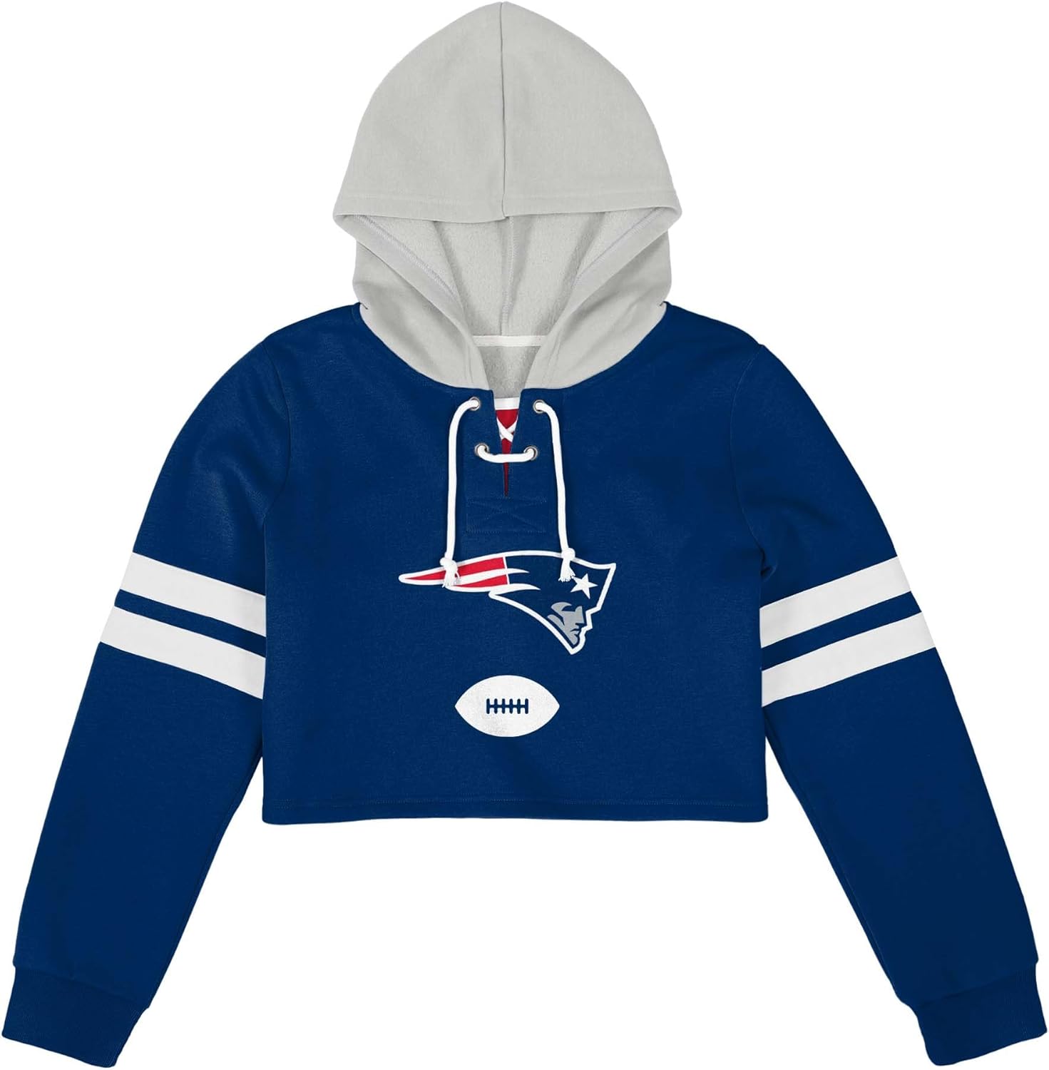 FOCO Women's Standard Striped Sleeve Cropped Hoodie, Team - Image 4