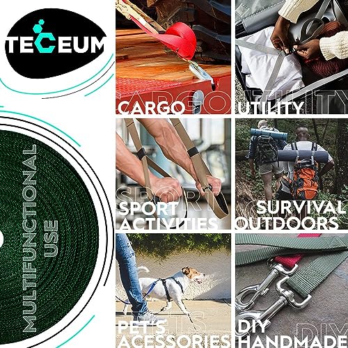 Image of TECEUM 3 /4 inch & 5 /8 inch & 1 inch & 1.5 inch & 2 inch Webbing - 10 25 50 Yards - 40+ Colors - Heavy Duty 1 Inch 1.5 Inch 2 Inch Backpack Straps - Webbing for Outdoors Indoors Crafting DIY