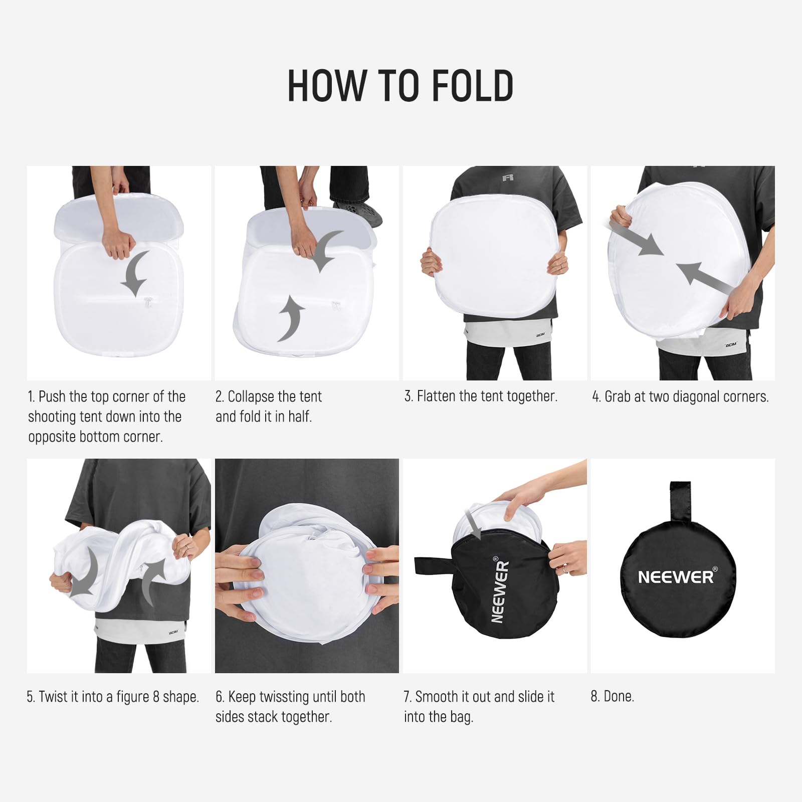 NEEWER 60cm Carpa de Tomas de Estudio Fotográfico, Nailon Mejorado Sin Arrugas, Luz Mejorada Suavizante y Difusa, Caja de Fotos Plegable con 4 Fondos (Rojo/Azul/Negro/Blanco) para Fotografía, STL-60