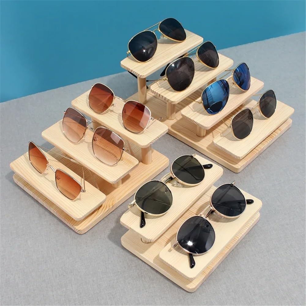 Soporte para Gafas de Sol Estante de exhibición de Gafas de Sol de Madera, Estante de múltiples Capas, Expositor de Gafas, Soporte de joyería for Pares múltiples, escaparate de Gafas(Pequeño)