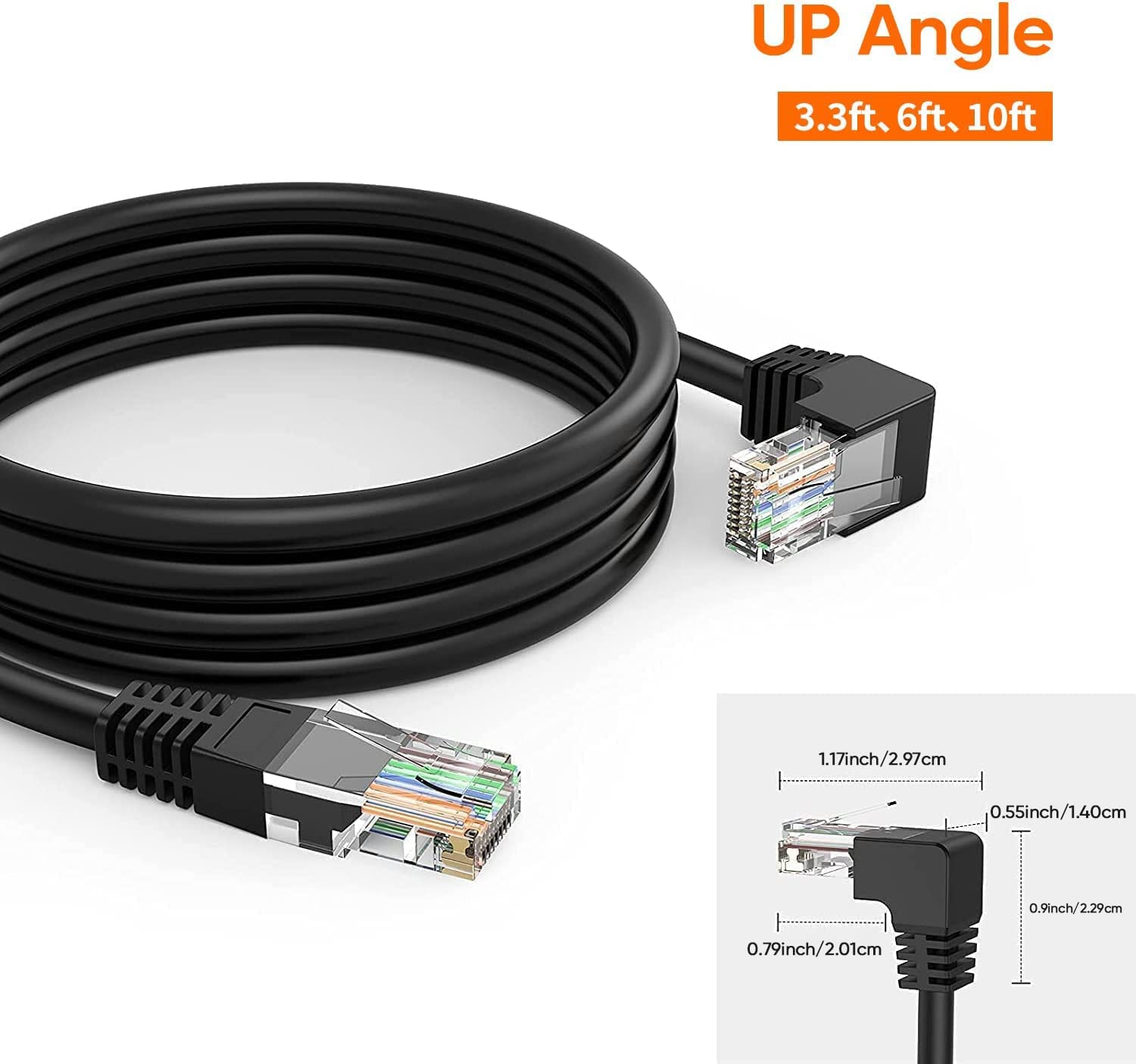 2 Cavi Ethernet CAT6 Ad Angolo Retto 90° Verso Il Basso – 1 Gbps, RJ45 Bianco, Connettore Piatto - 4