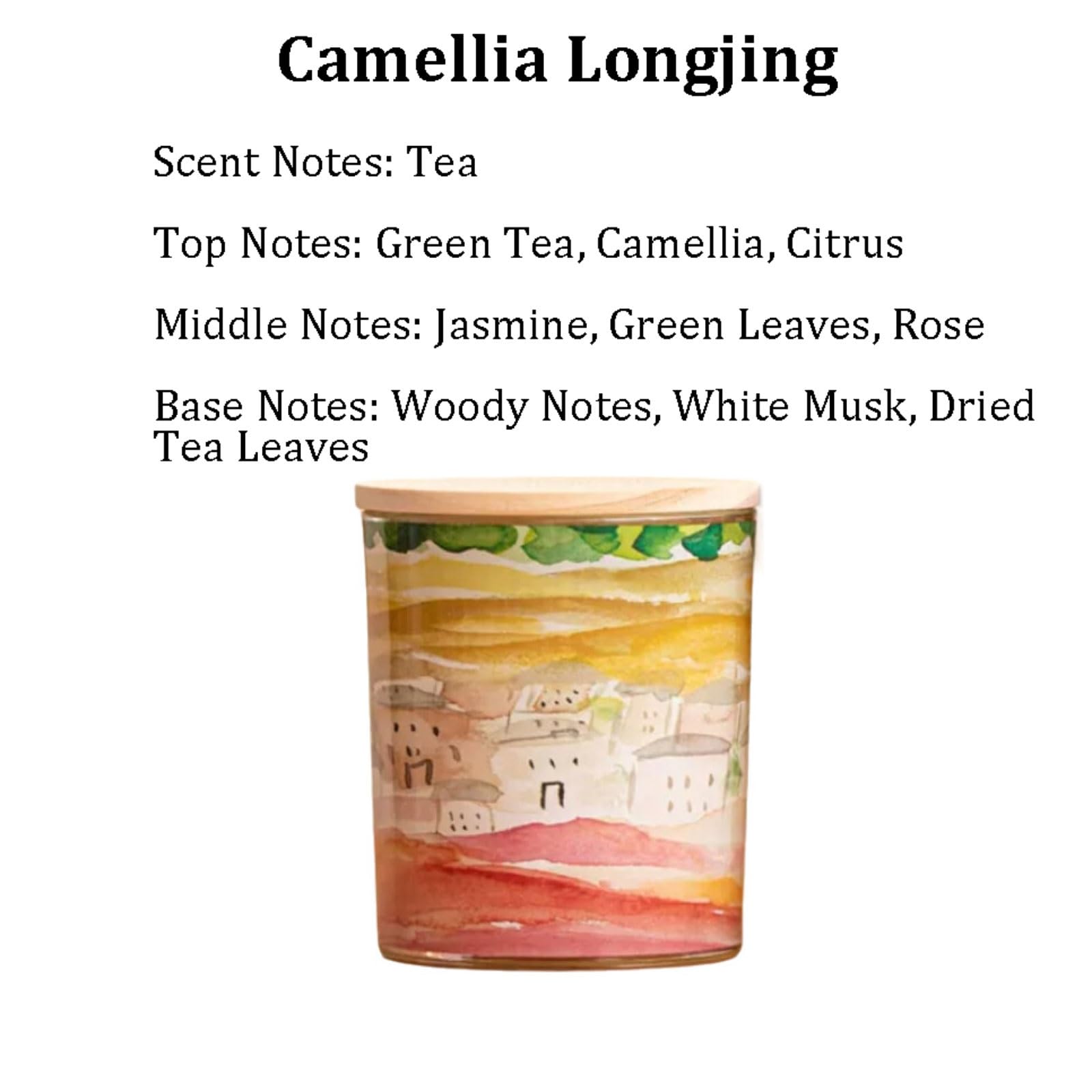 Duftkerze, Duftkerzen aus Glas mit Deckel, ätherische Öle aus Sojawachs, mehrfarbig(Camellia Longjing)