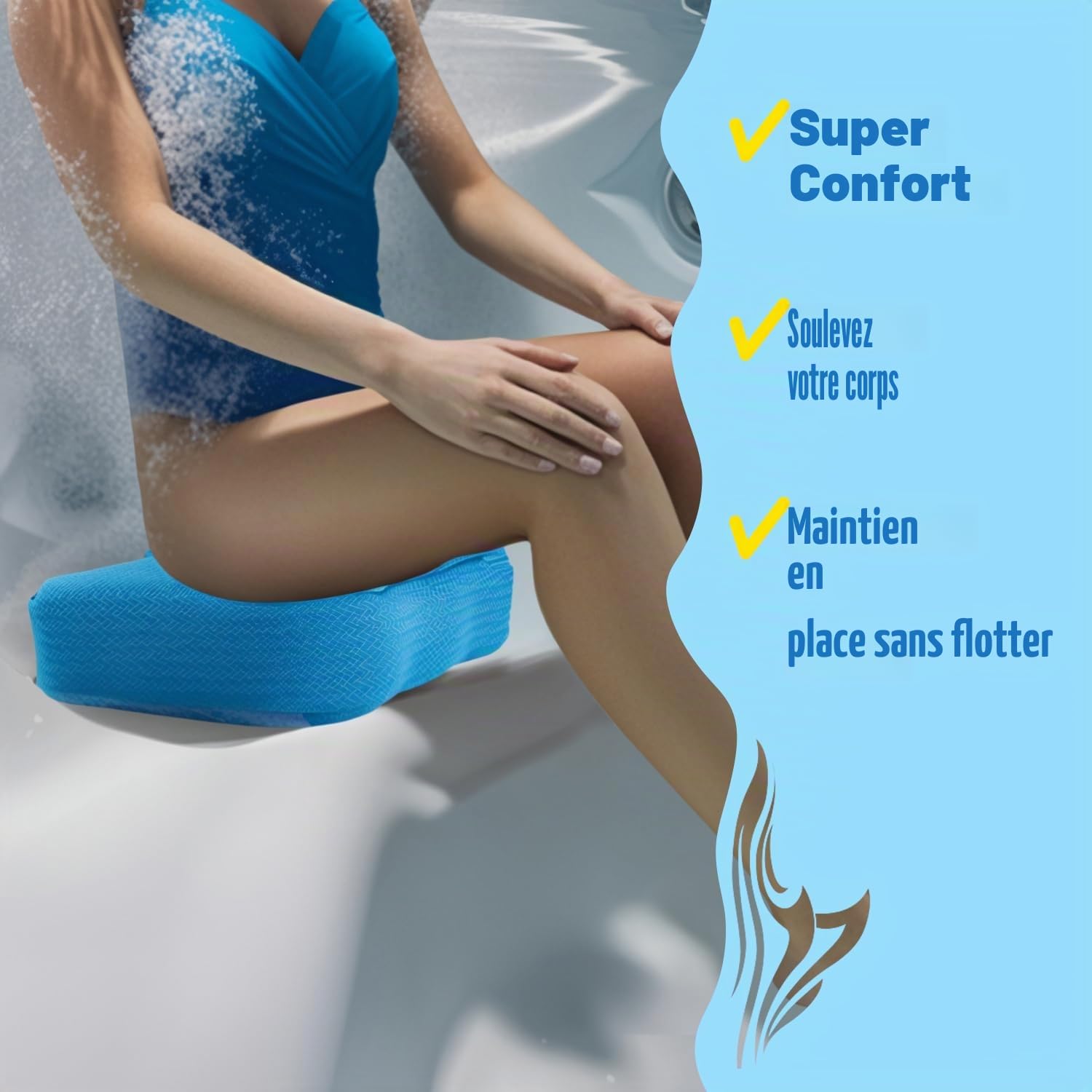 Siège rehausseur de jacuzzi pour adultes, poids inférieur (6 sections) et design antidérapant, accessoires de jacuzzi à séchage rapide, convient pour intérieur ou extérieur, avec housse de