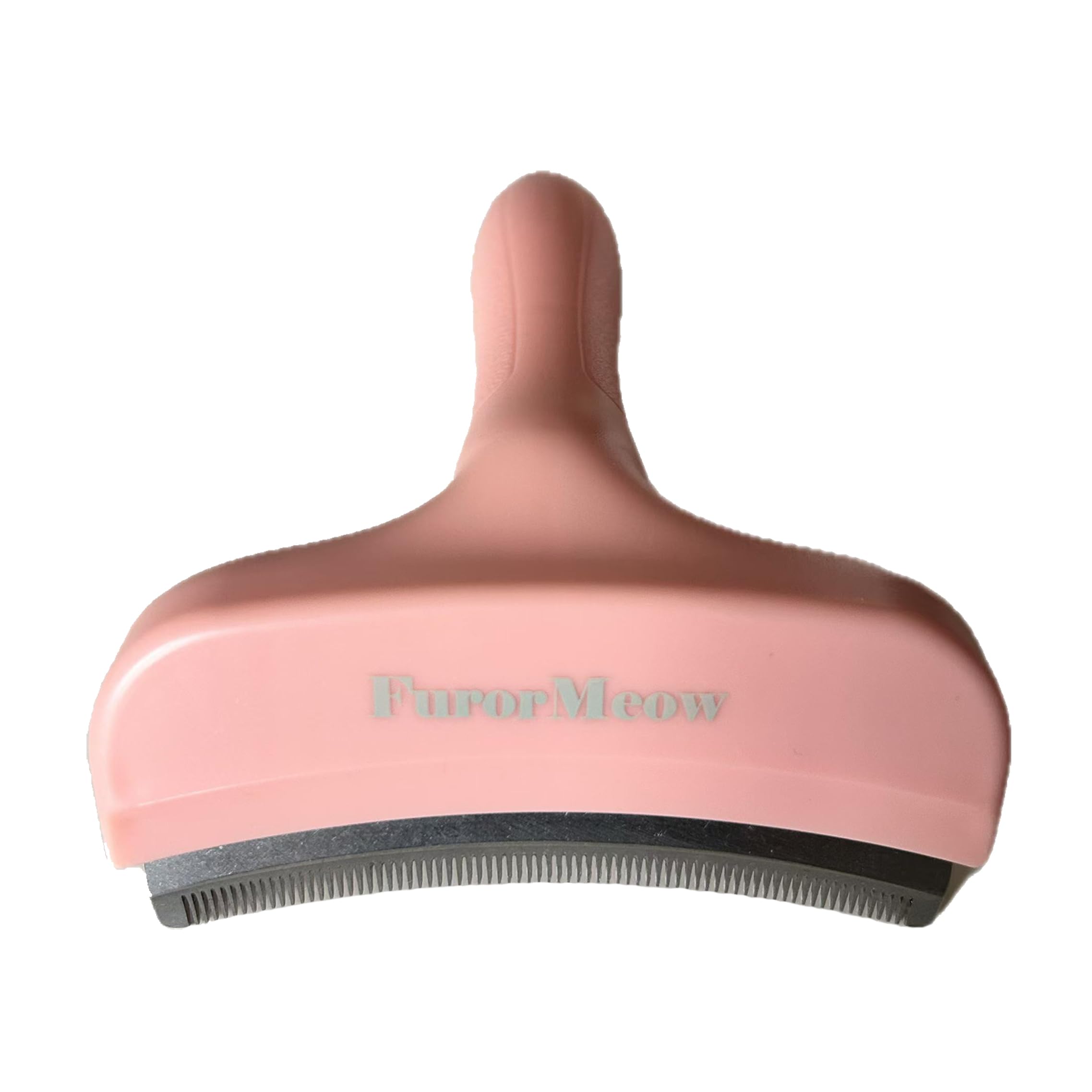 FurorMeow Pet Deshedding Tool with Curve Blade, Cat Grooming Brush, Tight V-shaped Teeth Shedding Comb for Cat and Dog (Pink, Large)